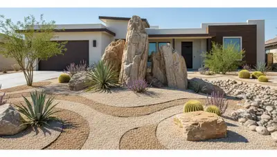 Decorative rock and boulder desertscape by Chop Chop Landscaping in Las Vegas, NV