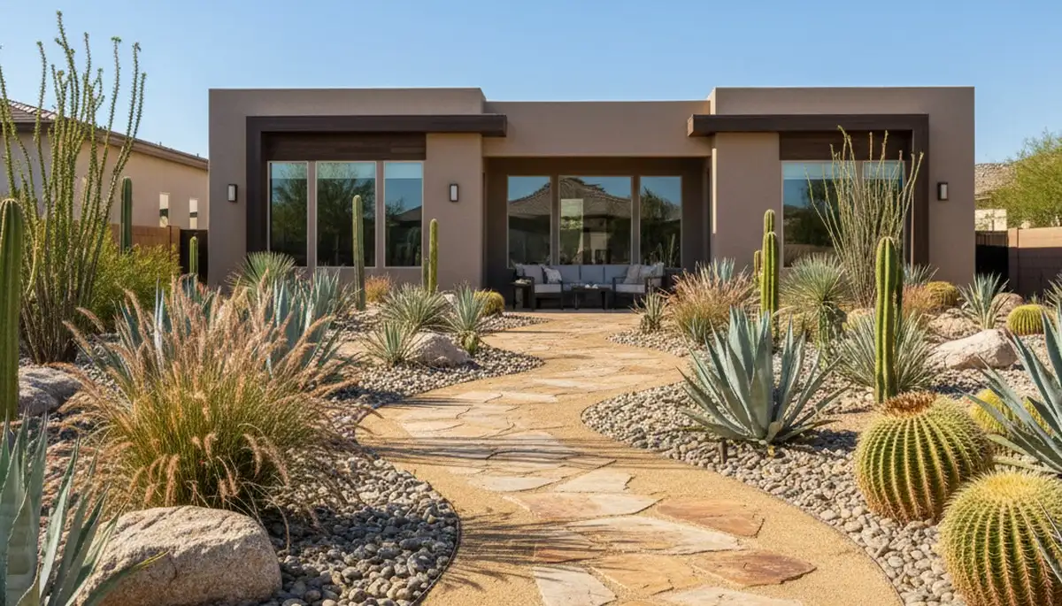 Decomposed granite desert pathway in Las Vegas, NV by Chop Chop Landscaping showcasing sustainable design