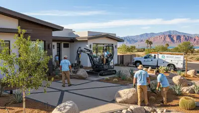 Landscaping service in Las Vegas, NV, showcasing professional outdoor maintenance and design work