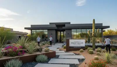 Landscaping crew in Las Vegas, NV providing professional lawn and landscape services