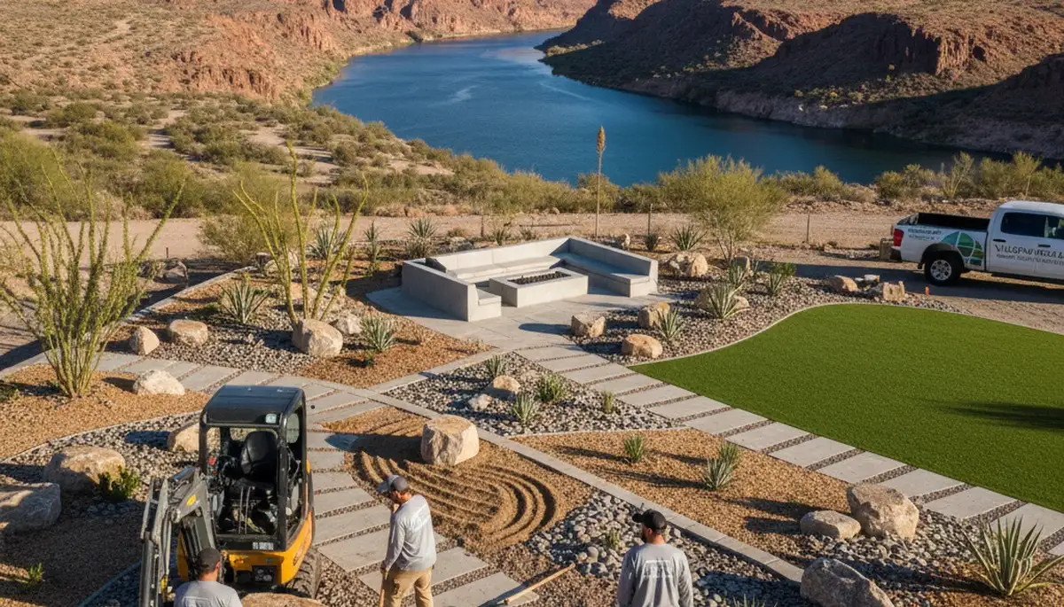Landscaping crew providing professional yard services in Las Vegas, NV