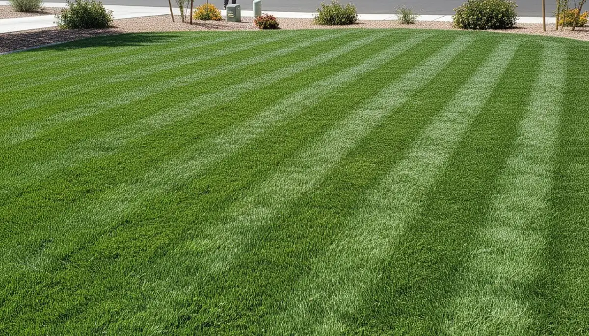 Lush green lawn in Las Vegas NV showing professional landscaping and healthy turf care by Chop Chop Landscaping