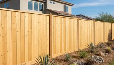 White privacy fence installation by Chop Chop Landscaping in Las Vegas, NV residential backyard